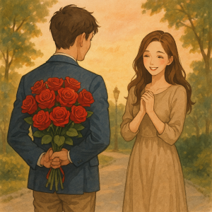 プロポーズ赤いバラ残す